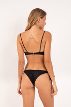 Charger l'image dans la galerie, Model Back: Rio De Sol Ensemble Set Shimmer-Black Balconet-Tie Cheeky-Tie-Gold