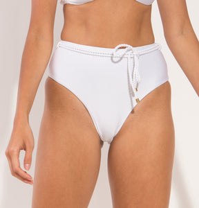 Image 10: Rio De Sol Bas Bottom Shimmer-White Belted-High-Waist
