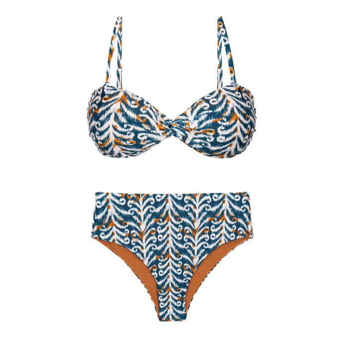 Product Front: Rio De Sol Ensemble Set Ikat Twist Hotpants