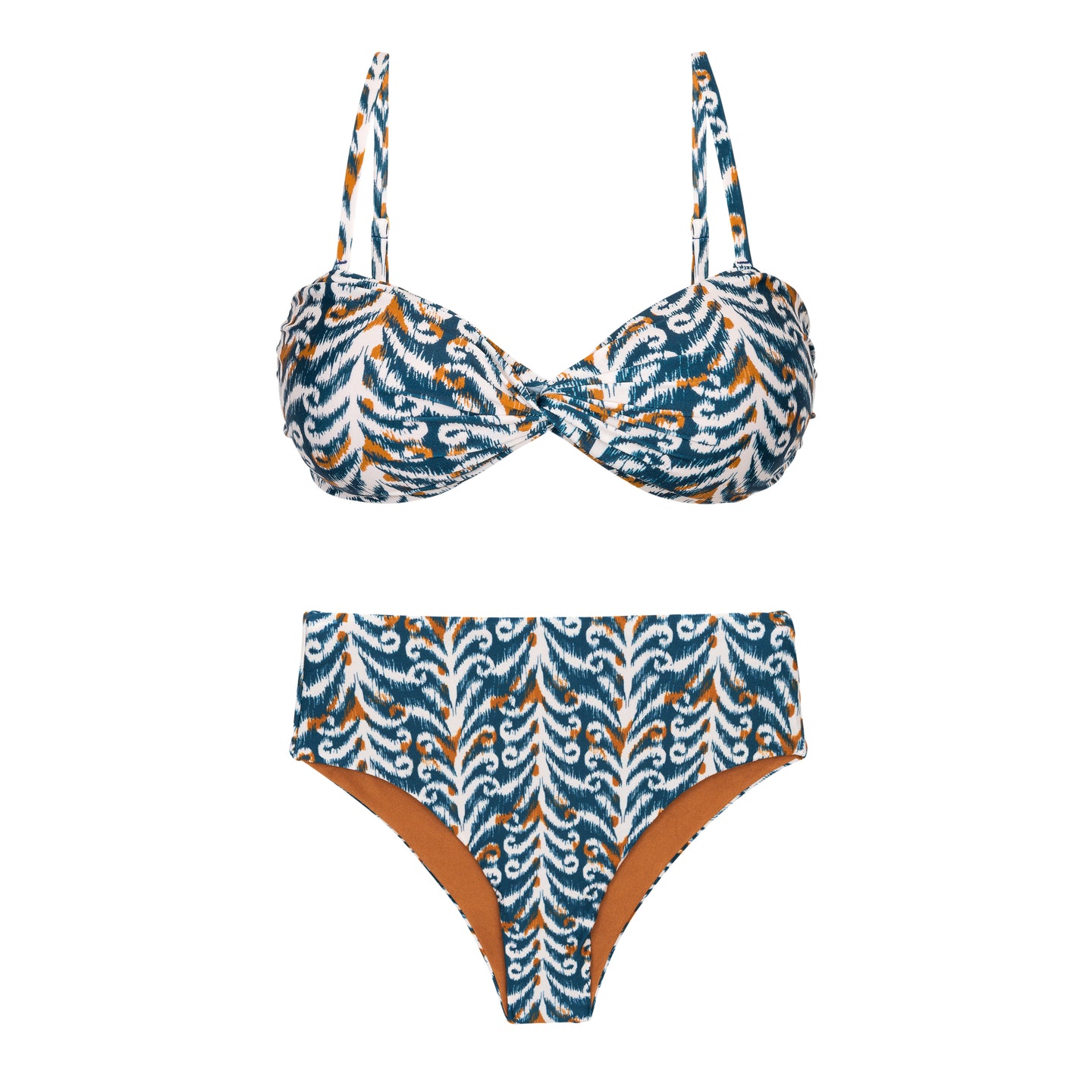 Product Front: Rio De Sol Ensemble Set Ikat Twist Hotpants