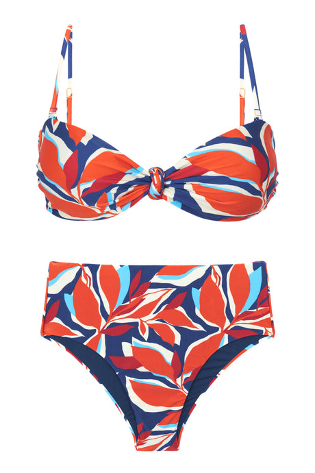 Product Front: Rio De Sol Ensemble Set Leaves Bandeau-Joy Hotpants