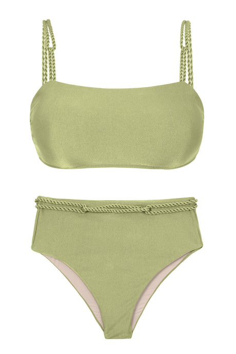 Product Front: Rio De Sol Ensemble Set Oliva Bandeau-Reto Hotpants