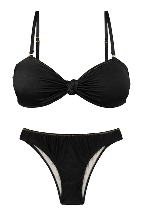 Product Front: Rio De Sol Ensemble Set Shimmer-Black Bandeau-Joy Essential